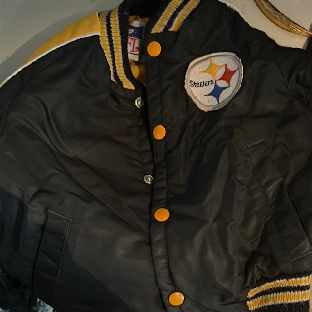 Vintage authentic NFL kids size 7 Black and Yellow Steelers Jacket